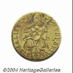 Salzburg. Johan Ernst gold 1/4 Ducat 1705,