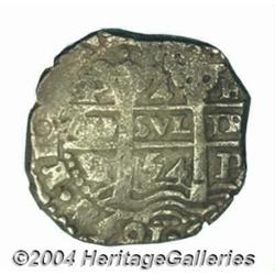 Felipe IV Cob 4 Reales 1654-E, KM18.1, very