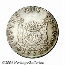 Carlos III Pillar 8 Reales 1770-JR, KM50, dot