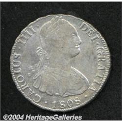 Carlos IV 8 Reales 1808-PJ, KM73.1, AU,