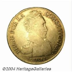 Republic. Gold 8 Scudos 1838-LM, KM99, nearly