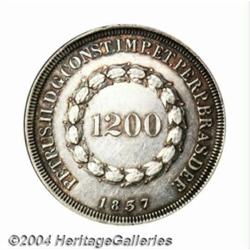 Empire - Pedro II. 1200 Reis 1837, KM454, AXF,