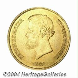 Empire. Pedro II gold 20,000 Reis 1867, KM468,