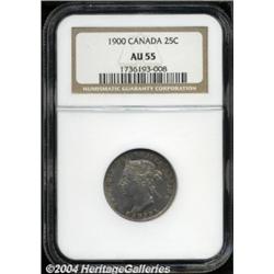 Victoria 25 Cents 1900, KM5, AU55 NGC, deeply