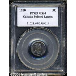 Edward VII 5 Cents 1910 Pointed Leaves, KM13,