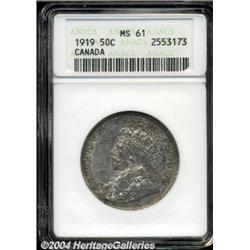 George V 50 Cents 1919, KM25, MS61 ANACS, dark