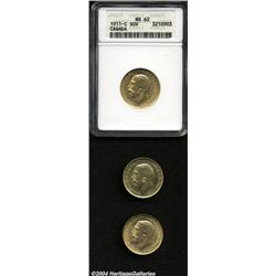George V gold Sovereign 1911-C - Lot of Three,