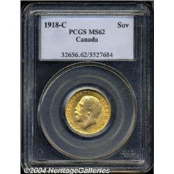 George V gold Sovereign 1918-C, KM20, MS62