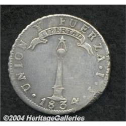 Republic. 2 Reales 1834-IJ, KM92, XF, very