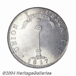 Republic. Peso 1817-FJ, KM82.2, Y to left of