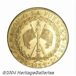 Republic. Gold 8 Escudos 1834-IJ, KM84, XF-AU,