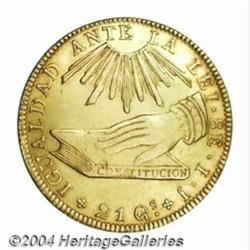 Republic. Gold 8 Escudos 1836-IJ, KM93,
