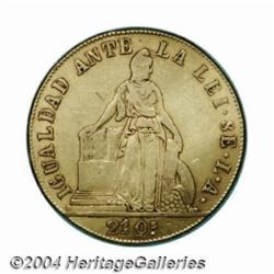 Republic. Gold 8 Escudos 1850-LA, KM105, VF,