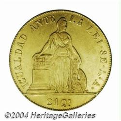 Republic. Gold 8 Escudos 1851-LA, KM105, XF+,