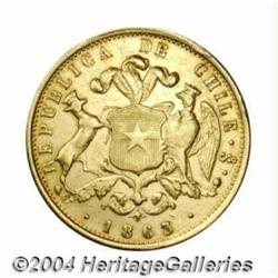 Republic. Gold 10 Pesos 1863/2, KM131, VF-XF,