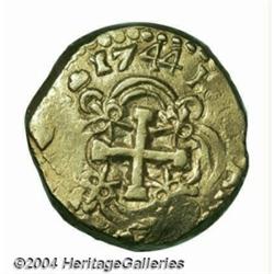 Felipe V gold Cob 8 Escudos 1744-FS, KM24,