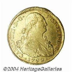 Carlos IV gold 4 Escudos 1792P-JF, KM61.2, XF,