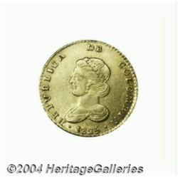 Republic. Gold 2 Escudos 1825-JF Bogota, KM83,