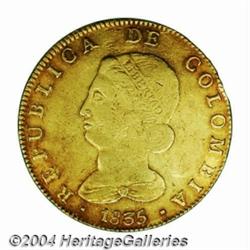 Republic. Gold 8 Escudos 1835-RS Bogota,