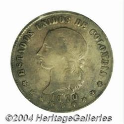 Republic. 5 Decimos 1870 Popayan, KM153.6,