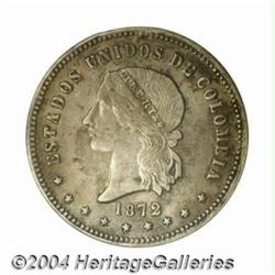 Republic. 5 Decimos 1872 Medellin, KM153.3,
