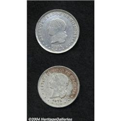 Republic. 5 Decimos 1874 Medellin, KM153.4,