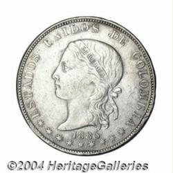 Republic. 5 Decimos 1886/4 Medellin, KM161.2a,