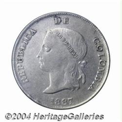 Republic. 5 Decimos 1887 Medellin, KM165,