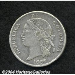 Republic. 5 Decimos 1888 Medellin, KM166,