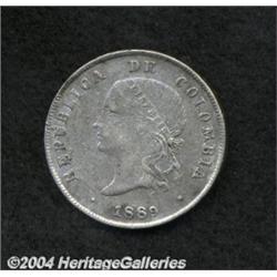 Republic. 50 Centavos 1889 Bogota, KM186.1a,