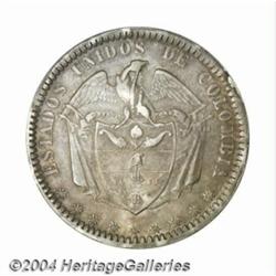 Republic. Peso 1864 Bogota, KM139.1, XF/AU,