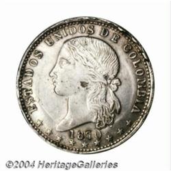 Republic. Peso 1870 Medellin, KM154.2, XF,
