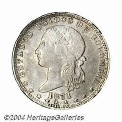 Republic. Peso 1871 Medellin, KM154.2, XF/AU,