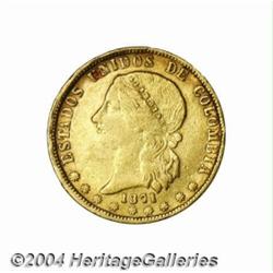 Republic. Gold 10 Pesos 1871 Medellin,