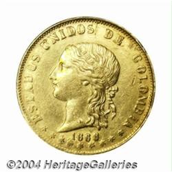 Republic. Gold 20 Pesos 1868 Popayan, KM142.3,