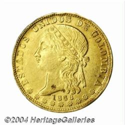 Republic. Gold 20 Pesos 1868 Medellin,
