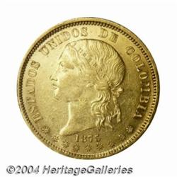 Republic. Gold 20 Pesos 1873 Bogota, KM142.1,