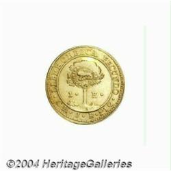 Republic. Gold Escudo 1849CR-JB, KM84, lion