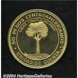 Central American Union. Gold 50 Pesos 1960-70,