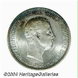Prince George 2 Drachmai 1901, KM8, UNC with