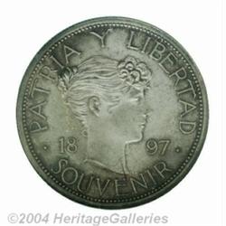 Republic. Souvenir Peso 1897, KM-M3, MS63 NGC,