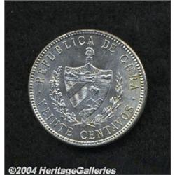 Republic. 20 Centavos 1920, KM13.2, nice BU