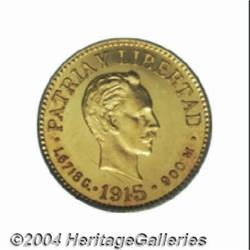 Republic. Gold Peso 1915, KM16, Proof 64 Cameo