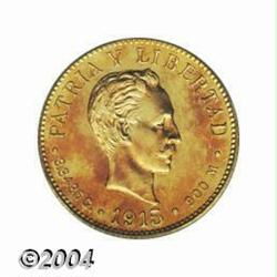 Republic. Gold 2 Pesos 1915, KM17, Proof 65