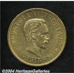 Republic. Gold 20 Pesos 1915, KM21, lustrous