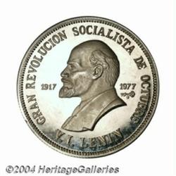Republic. 20 Pesos 1977 Lenin, KM41, silver
