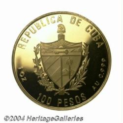 Republic. Gold 100 Pesos 1992, KM384, tower of