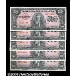 Five Consecutive 500 pesos Banco Nacional de