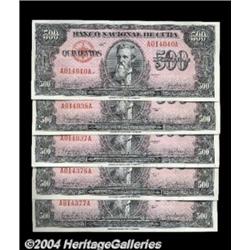 Five 500 pesos Banco Nacional de Cuba 1950