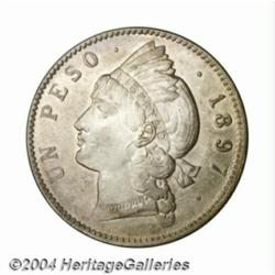 Republic. Peso 1897-A, KM16, choice AU-UNC,